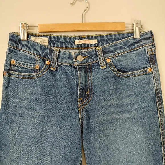 Levi's Noughties Bootcut Low Rise Jeans Size 29 Blue Wash Pocket Y2k 28 - Picture 8 of 16